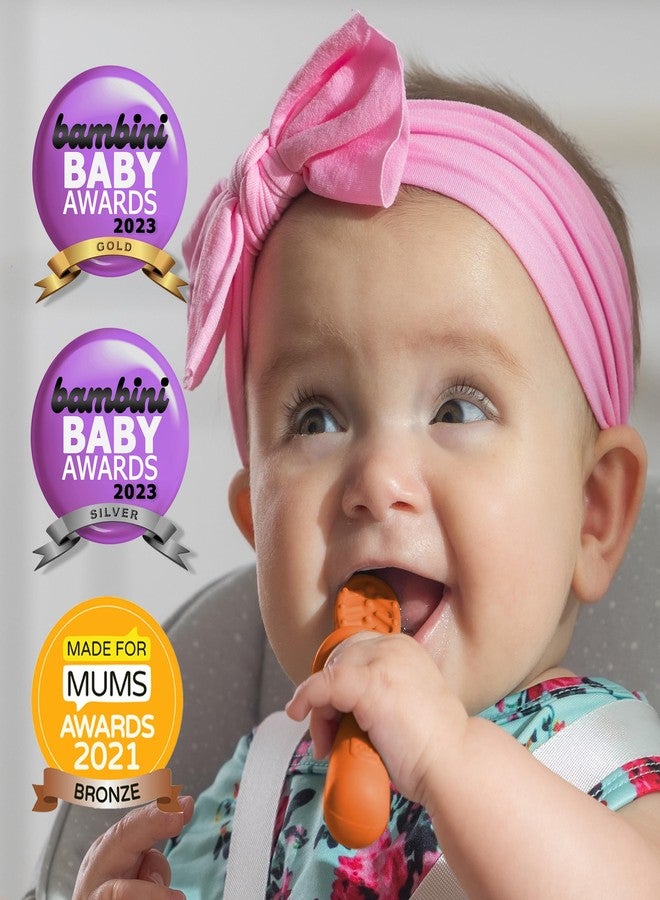 TalkTools ITSY Tiny Silicone Spoons – Twin Pack Soft Silicone Self-Feeding Training Spoons for Kids & Toddlers, Anti-Choking Flange Guard and Non-Slip Handle (Tangerine) - Image 4